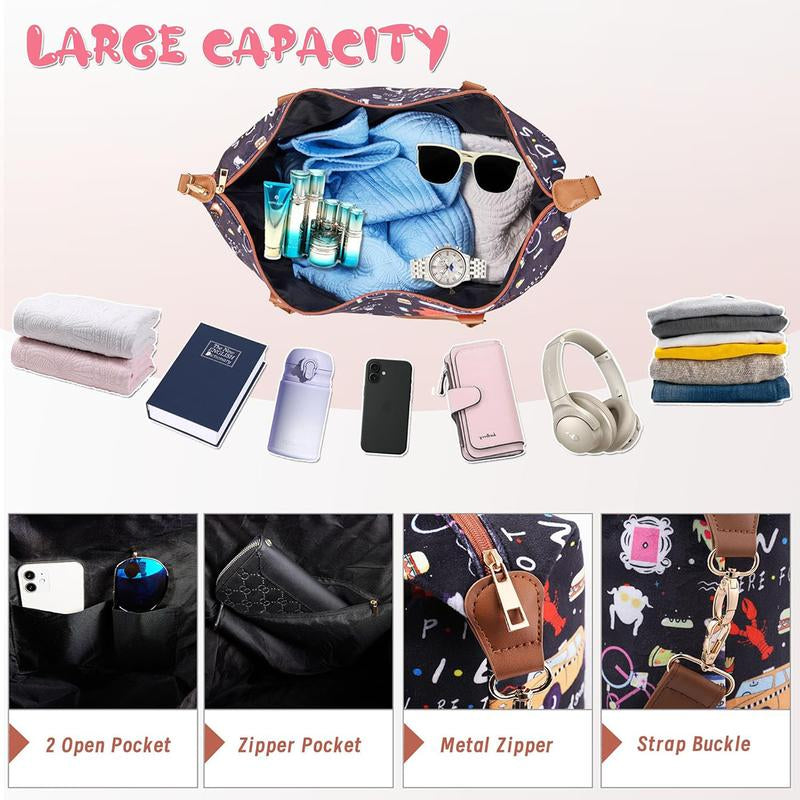 Travel in Style: Extra Large Friends-Inspired Weekender Bag with Adjustable Strap - Waterproof Duffle for Women - Perfect for Getaways, Hospital Stays, and More!
