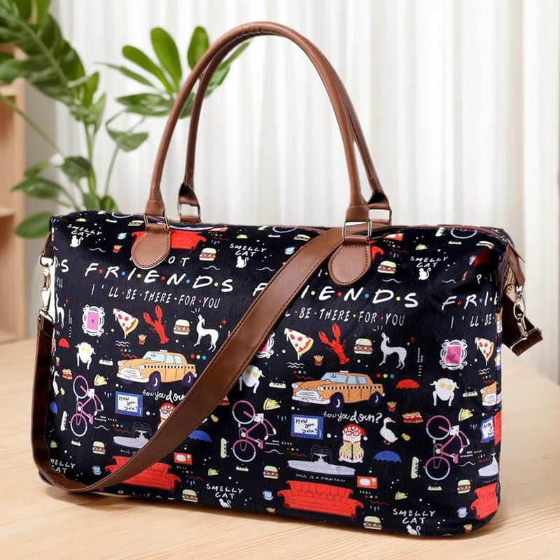 Travel in Style: Extra Large Friends-Inspired Weekender Bag with Adjustable Strap - Waterproof Duffle for Women - Perfect for Getaways, Hospital Stays, and More!