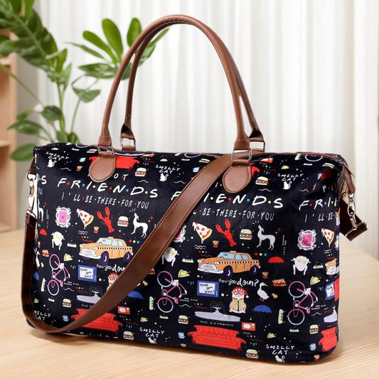 Travel in Style: Extra Large Friends-Inspired Weekender Bag with Adjustable Strap - Waterproof Duffle for Women - Perfect for Getaways, Hospital Stays, and More!
