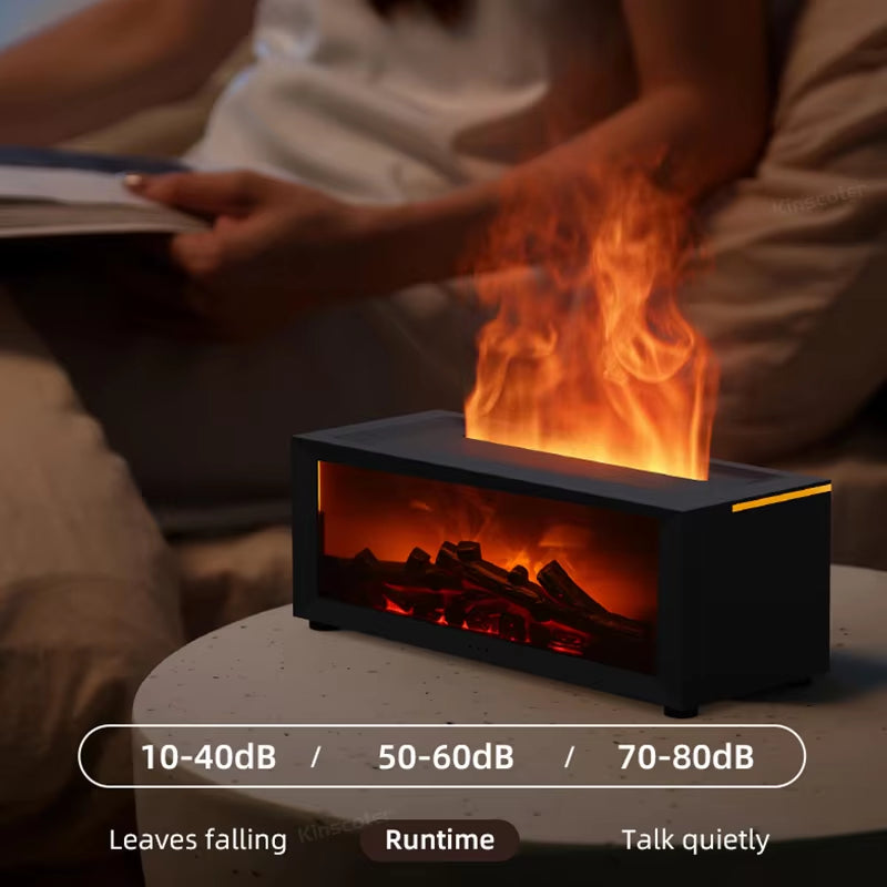 Transform Your Home with the Colorful Flame Fireplace Aroma Diffuser - 150ml Auto-Off Humidifier with Timer and Remote Control!