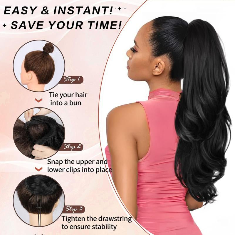 Transform Your Look with AISI HAIR 26 Inch Wavy Drawstring Ponytail Extension - Effortless Glam for Every Occasion