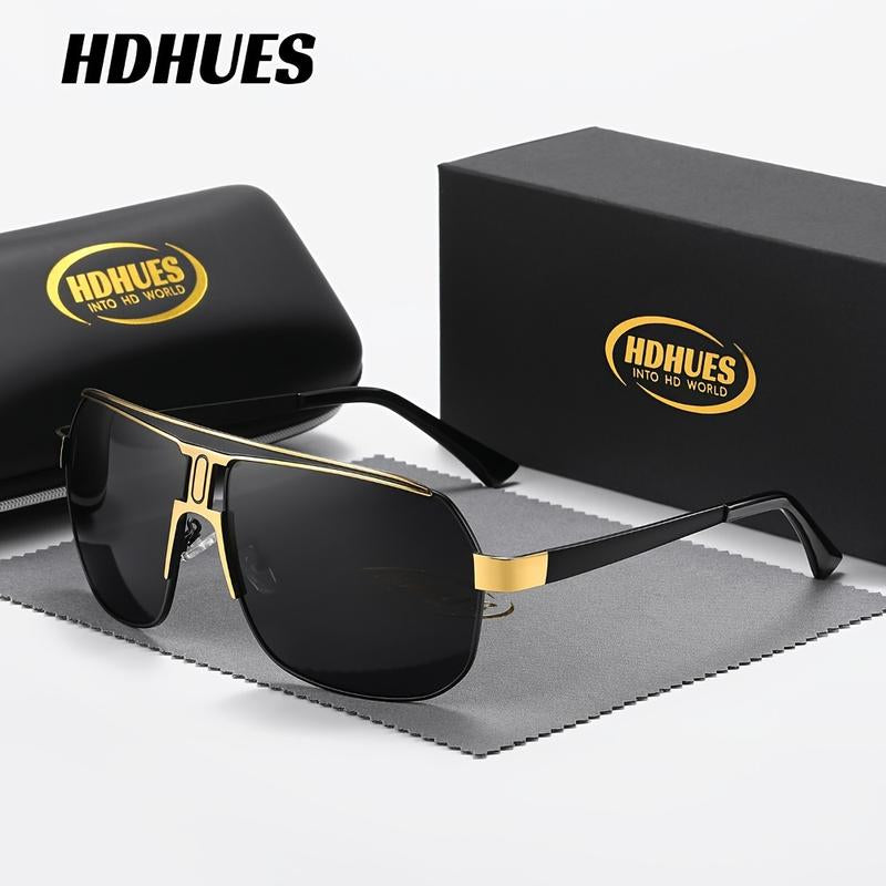 Experience Ultimate Eye Protection with Hdhues Unisex Polarized Alloy Square Oversized Frame Sunglasses - Perfect for Every Adventure!