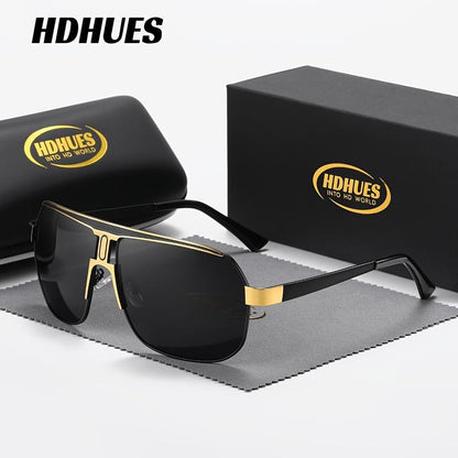 Experience Ultimate Eye Protection with Hdhues Unisex Polarized Alloy Square Oversized Frame Sunglasses - Perfect for Every Adventure!