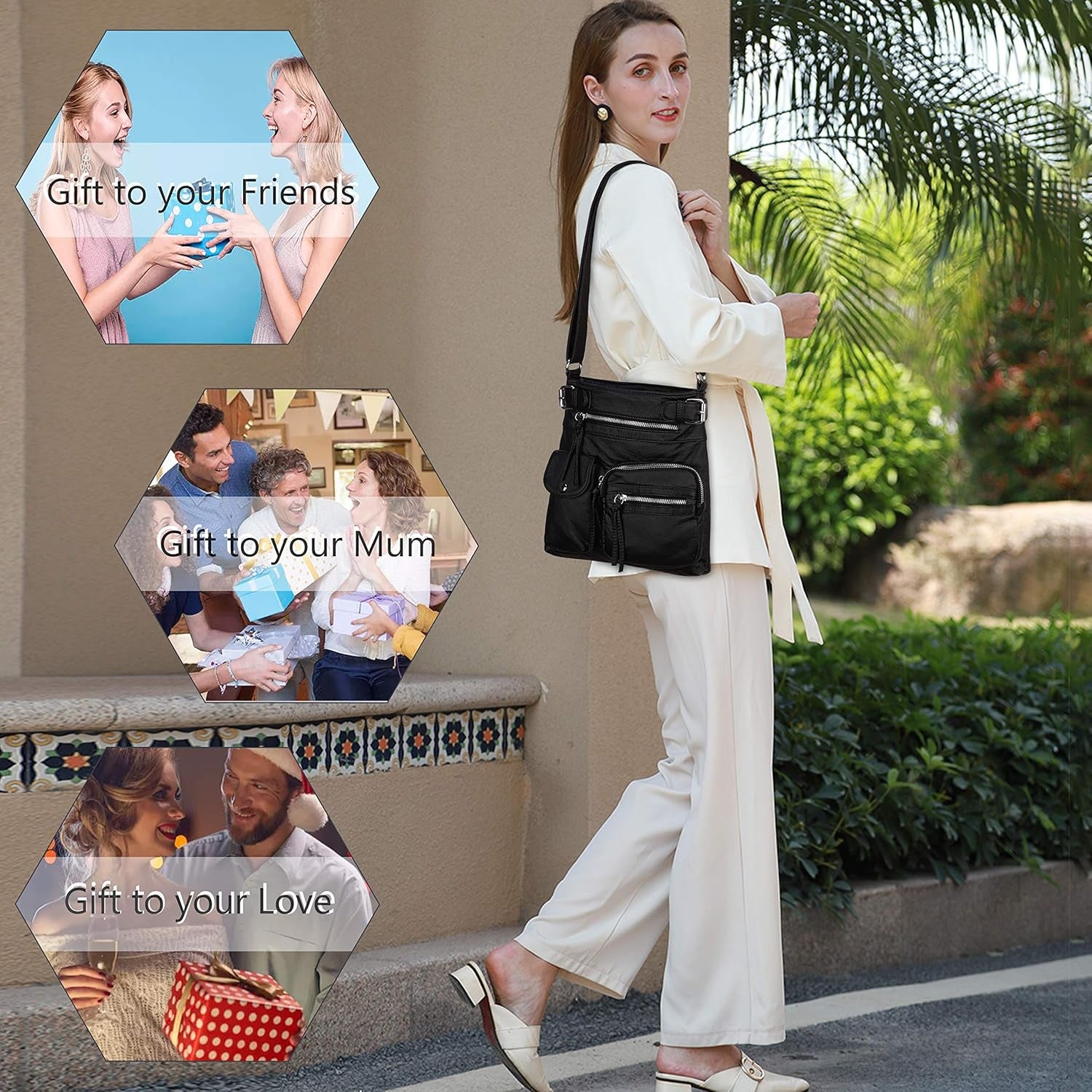 Chic and Versatile Washed Leather Crossbody Bags for Women - Stylish Multi Pocket Hobo Purses and Medium Handbags