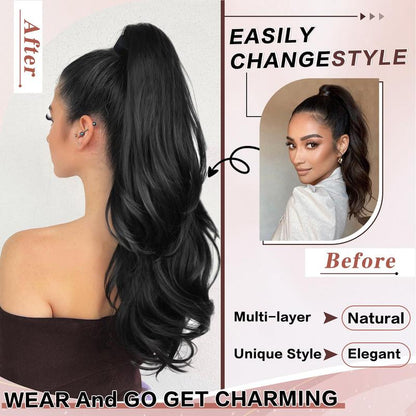 Transform Your Look with AISI HAIR 26 Inch Wavy Drawstring Ponytail Extension - Effortless Glam for Every Occasion