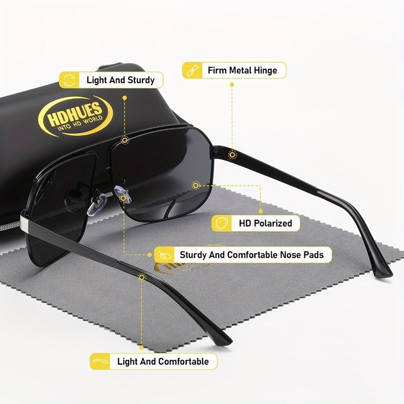 Experience Ultimate Eye Protection with Hdhues Unisex Polarized Alloy Square Oversized Frame Sunglasses - Perfect for Every Adventure!