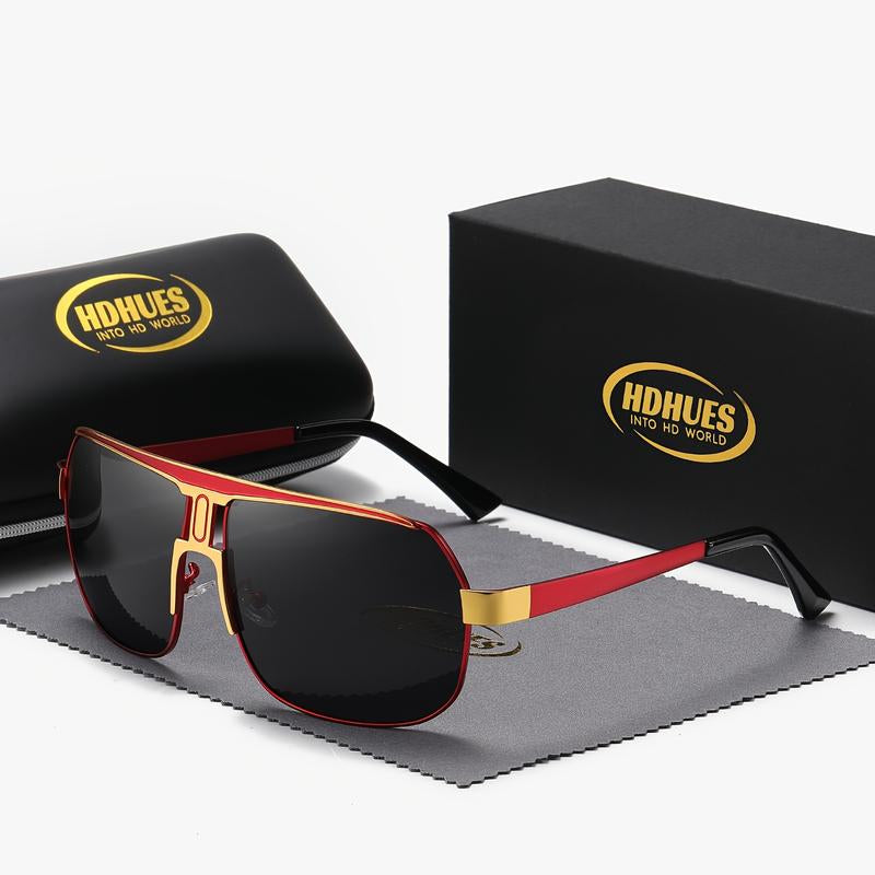 Experience Ultimate Eye Protection with Hdhues Unisex Polarized Alloy Square Oversized Frame Sunglasses - Perfect for Every Adventure!