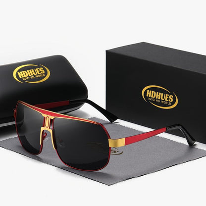 Experience Ultimate Eye Protection with Hdhues Unisex Polarized Alloy Square Oversized Frame Sunglasses - Perfect for Every Adventure!