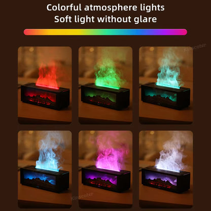 Transform Your Home with the Colorful Flame Fireplace Aroma Diffuser - 150ml Auto-Off Humidifier with Timer and Remote Control!