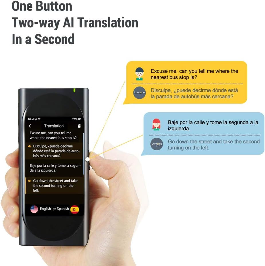 Genesis Portable Language Translator Device - Break Language Barriers with Real-Time Voice Translation, 100+ Languages, Offline Capabilities, Mobile Wi-Fi Hotspot, 3.1 Inch Retina Display - Perfect for Travel!