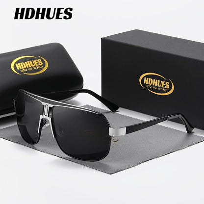 Experience Ultimate Eye Protection with Hdhues Unisex Polarized Alloy Square Oversized Frame Sunglasses - Perfect for Every Adventure!