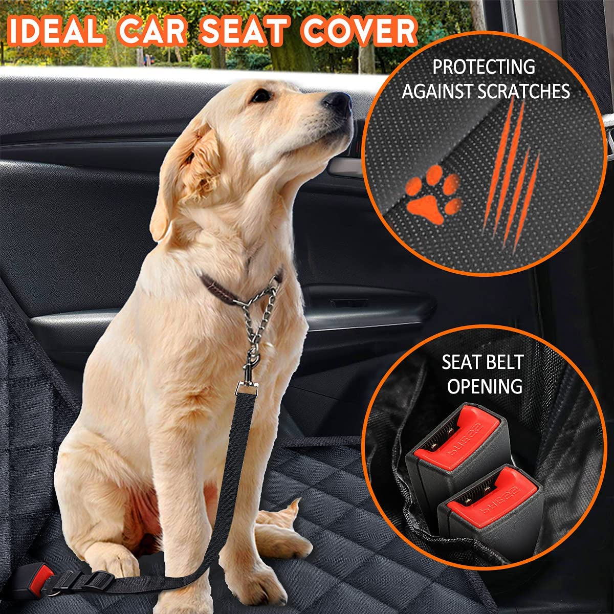 Premium Waterproof Dog Car Seat Cover - Non-Slip, Universal Fit for Cars, Trucks & SUVs - Perfect Protection for Pets and Kids