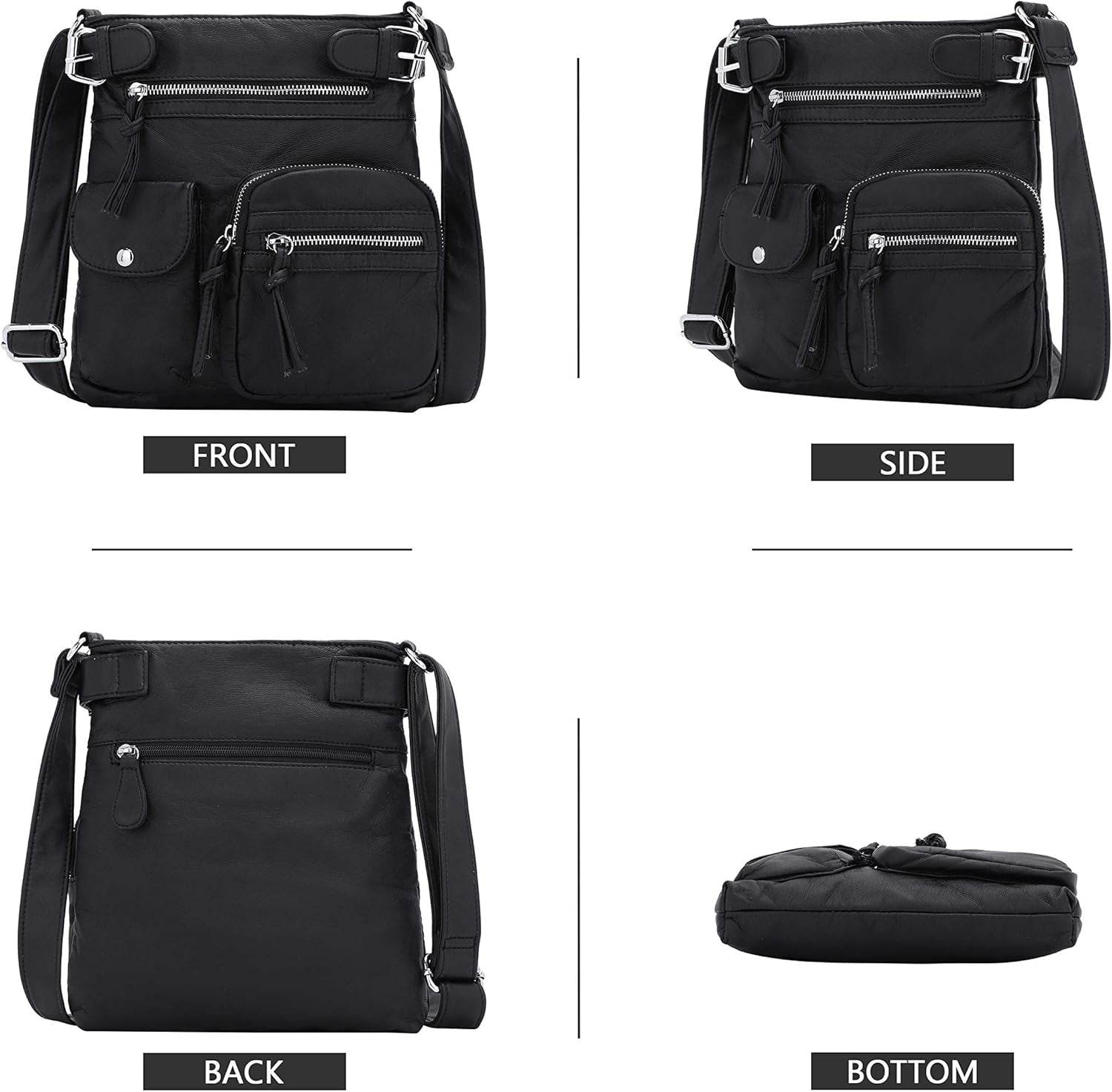 Chic and Versatile Washed Leather Crossbody Bags for Women - Stylish Multi Pocket Hobo Purses and Medium Handbags