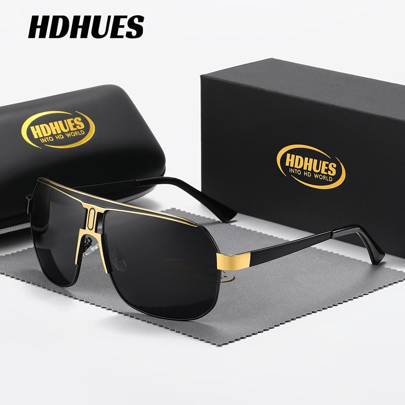 Experience Ultimate Eye Protection with Hdhues Unisex Polarized Alloy Square Oversized Frame Sunglasses - Perfect for Every Adventure!