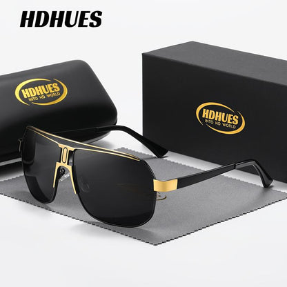 Experience Ultimate Eye Protection with Hdhues Unisex Polarized Alloy Square Oversized Frame Sunglasses - Perfect for Every Adventure!