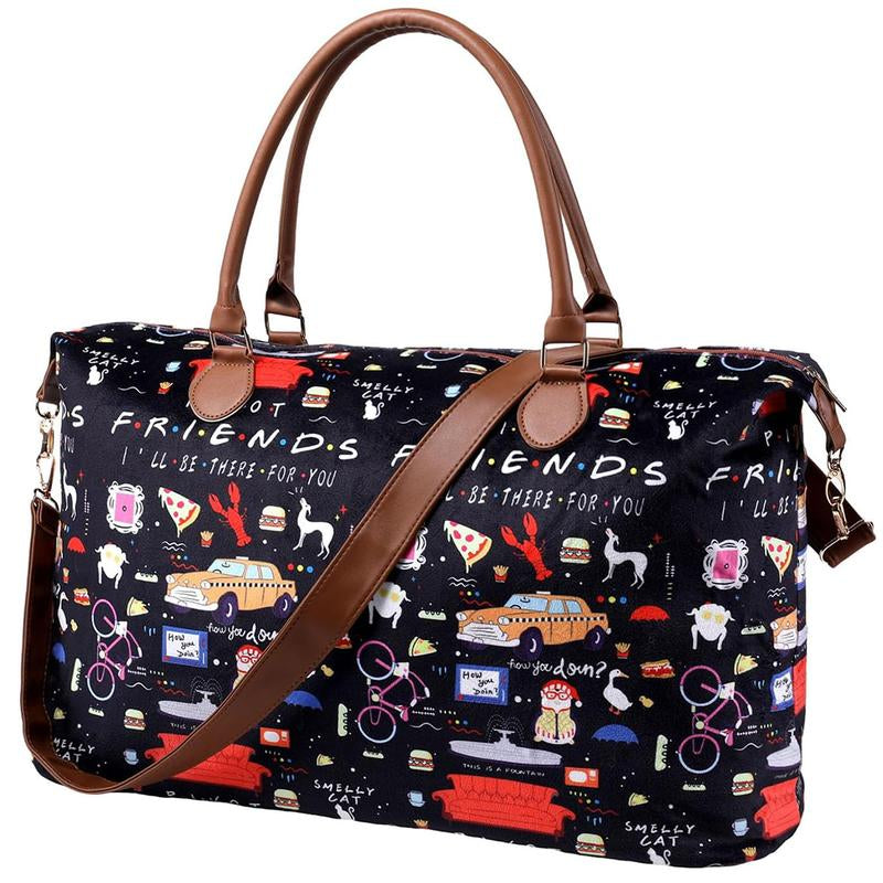 Travel in Style: Extra Large Friends-Inspired Weekender Bag with Adjustable Strap - Waterproof Duffle for Women - Perfect for Getaways, Hospital Stays, and More!