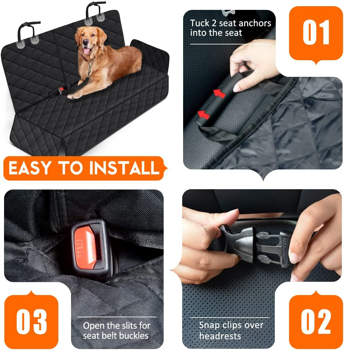 Premium Waterproof Dog Car Seat Cover - Non-Slip, Universal Fit for Cars, Trucks & SUVs - Perfect Protection for Pets and Kids