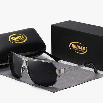 Experience Ultimate Eye Protection with Hdhues Unisex Polarized Alloy Square Oversized Frame Sunglasses - Perfect for Every Adventure!