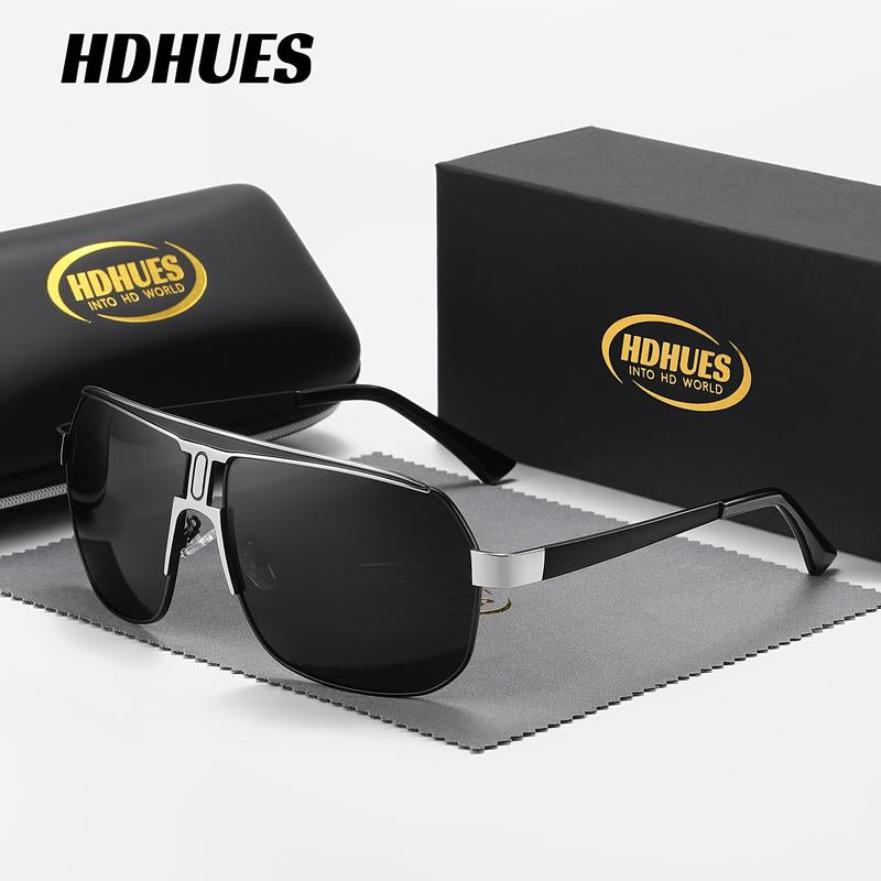Experience Ultimate Eye Protection with Hdhues Unisex Polarized Alloy Square Oversized Frame Sunglasses - Perfect for Every Adventure!