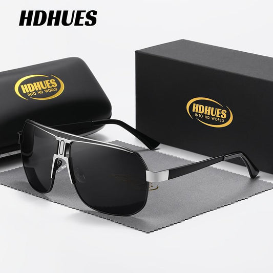 Experience Ultimate Eye Protection with Hdhues Unisex Polarized Alloy Square Oversized Frame Sunglasses - Perfect for Every Adventure!