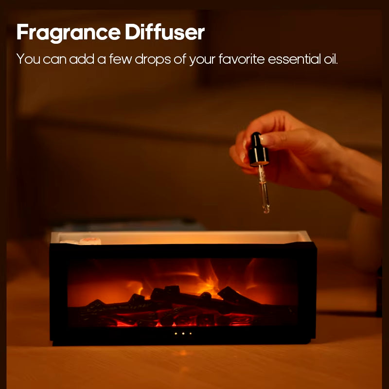 Transform Your Home with the Colorful Flame Fireplace Aroma Diffuser - 150ml Auto-Off Humidifier with Timer and Remote Control!