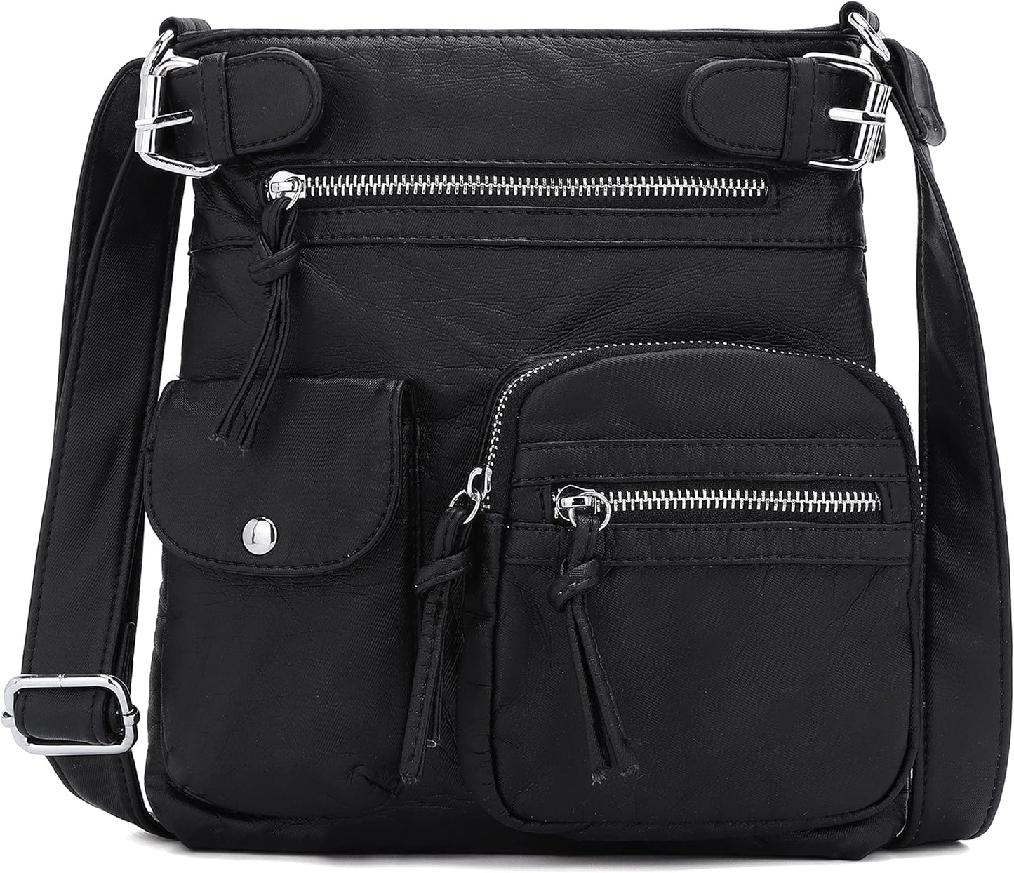 Chic and Versatile Washed Leather Crossbody Bags for Women - Stylish Multi Pocket Hobo Purses and Medium Handbags