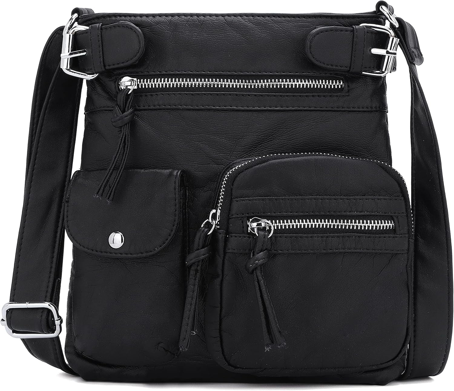Chic and Versatile Washed Leather Crossbody Bags for Women - Stylish Multi Pocket Hobo Purses and Medium Handbags