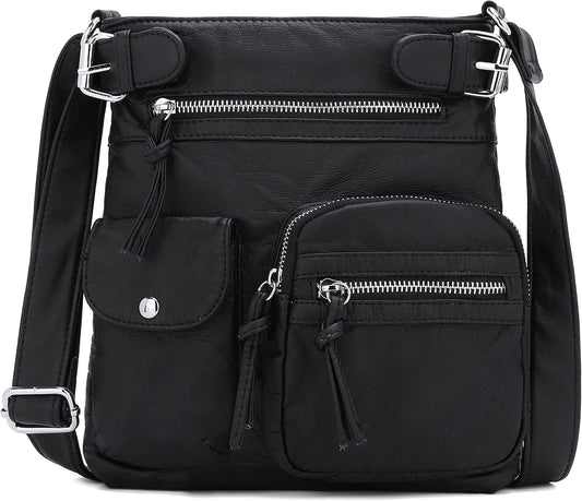 Chic and Versatile Washed Leather Crossbody Bags for Women - Stylish Multi Pocket Hobo Purses and Medium Handbags