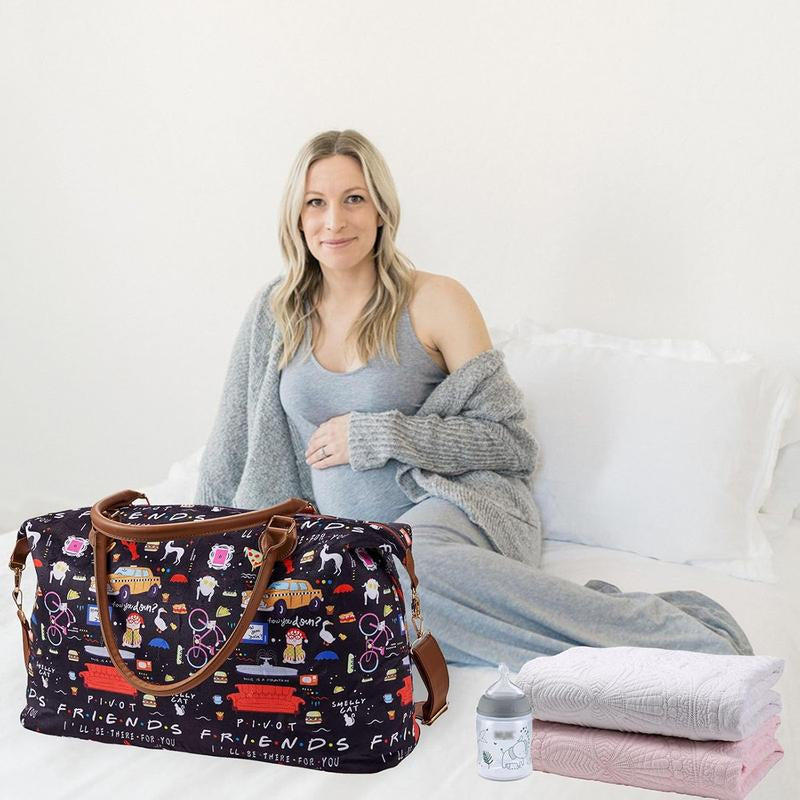 Travel in Style: Extra Large Friends-Inspired Weekender Bag with Adjustable Strap - Waterproof Duffle for Women - Perfect for Getaways, Hospital Stays, and More!